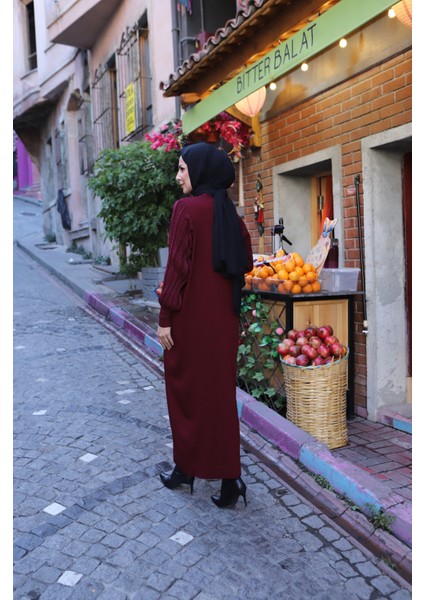 Simli Balon Kol Merserize Elbise