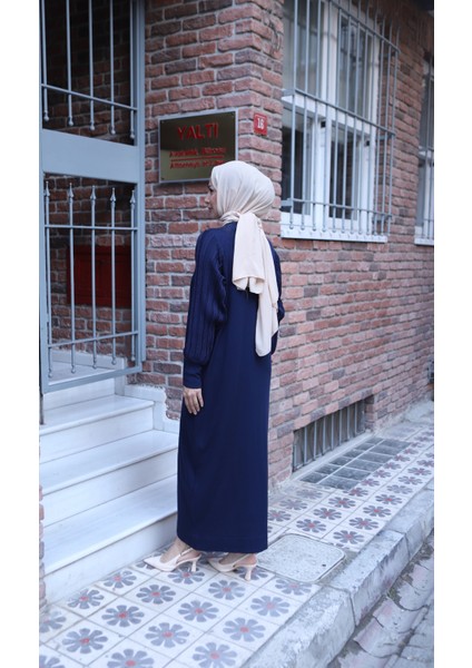 Simli Balon Kol Merserize Elbise