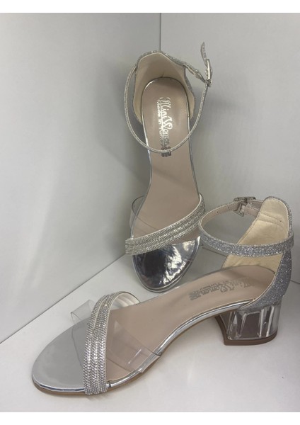 P705 Gümüş Topuklu Ayakkabı