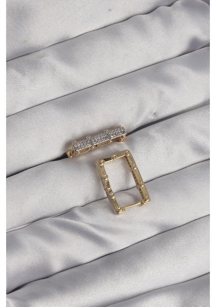 Bfs Pirinç Gold Renk Zirkon Taşlı Dikdörtgen Model Seranay Küpe fiyatları