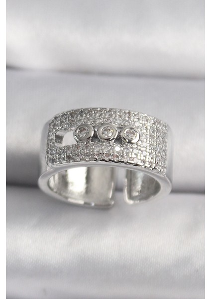 Bfs Pirinç Gümüş Renk Zirkon Taşlı Messika Model Kadın Yüzük