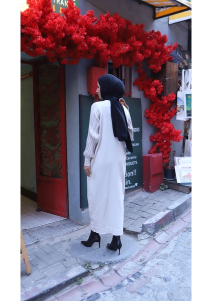 Simli Balon Kol Merserize Elbise