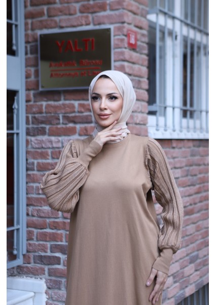 Simli Balon Kol Merserize Elbise fırsatları