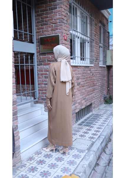 Simli Balon Kol Merserize Elbise