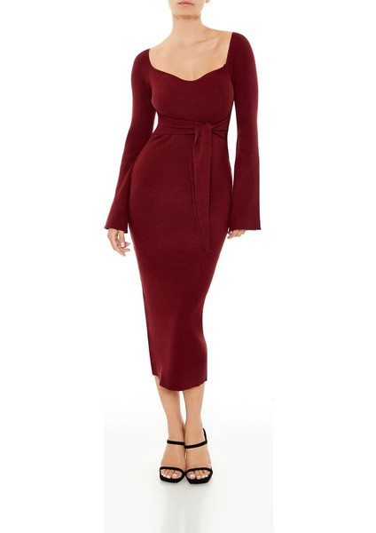 Bağlamalı Bel Detaylı Midi Triko Elbise fiyatları