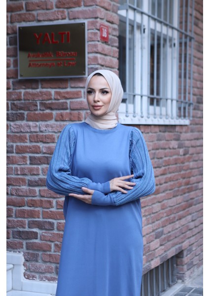 Simli Balon Kol Merserize Elbise modelleri