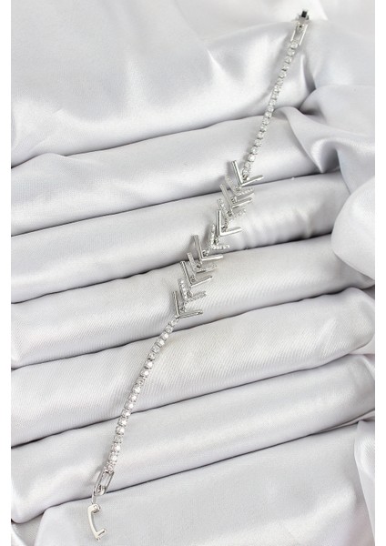 Bfs Pirinç Gümüş Renk Zirkon Taşlı Balık Sırtı Kadın Bileklik fiyatları