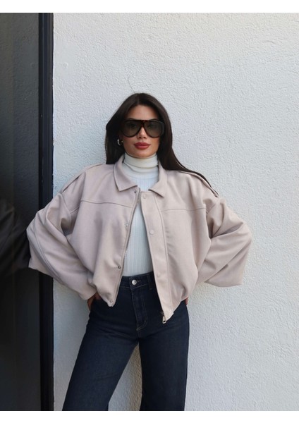 Apoletli Süet Bomber Ceket