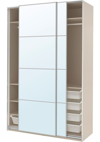 Pax Sürgü Kapaklı Gardırop, Bej-Aynalı Cam, 150X66X236 cm