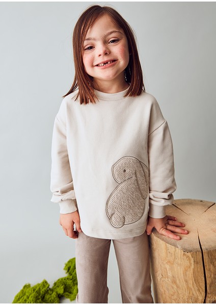 Kız Çocuk Tavşan Baskılı Takım - 4-10 Yaş | Yumuşak Sweatshirt ve Pantolon fiyatları
