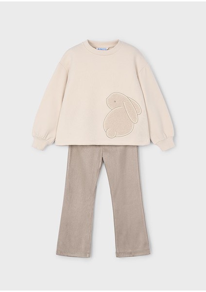 Kız Çocuk Tavşan Baskılı Takım - 4-10 Yaş | Yumuşak Sweatshirt ve Pantolon fırsatları