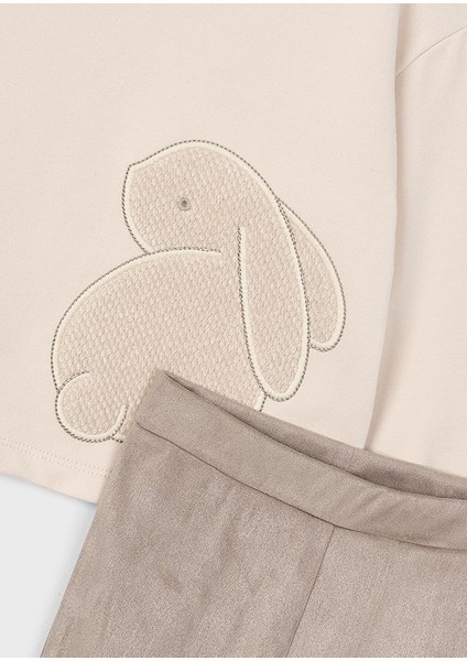 Kız Çocuk Tavşan Baskılı Takım - 4-10 Yaş | Yumuşak Sweatshirt ve Pantolon