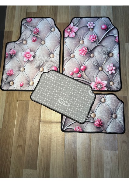 Çiçek Desenli Araba Paspası – 4’lü Set modelleri
