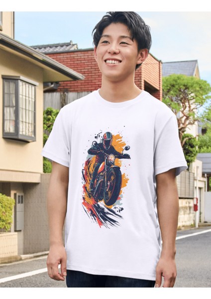 Motor Baskılı Tişört Yetişkin/çocuk Beyaz T-Shirt fiyatları