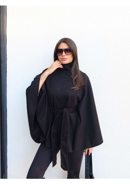 Dik Yaka Kuşaklı Kaşe Panço fiyatları