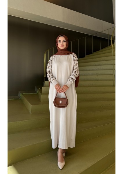 Leopar Desenli Merserize Elbise