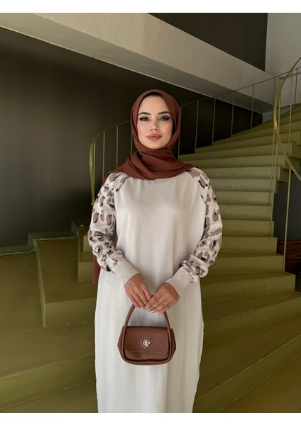 Leopar Desenli Merserize Elbise fırsatları