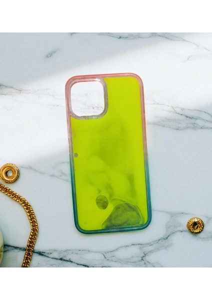 Iphone 12 Pro Max Uyumlu Neon Bumper Parlayan Fosforlu Sarı Sulu Kılıf