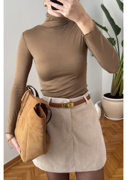 Sonsuz Kumaş Balıkçı Yaka Bluz- Kahverengi fiyatları