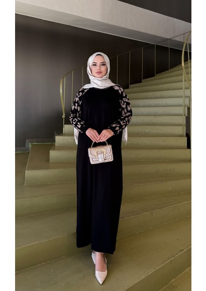 Leopar Desenli Merserize Elbise