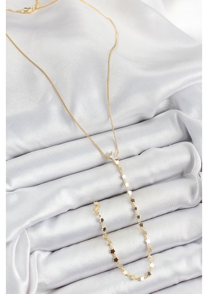 Bfs Pirinç Zirkon Taşlı Yıldız Figürlü Y Model Gold Renk Kadın Kolye fiyatları