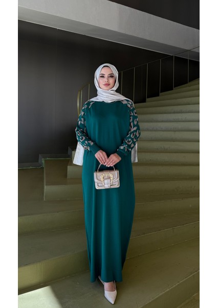 Leopar Desenli Merserize Elbise