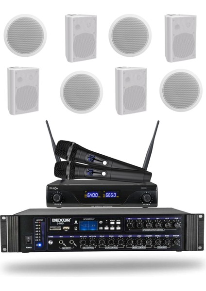 Kablosuz Mikrofon Alçıpan-Sutun Hoparlör Mağaza Dükkan Kafe Seslendirme ve Okul Anons Sistemi