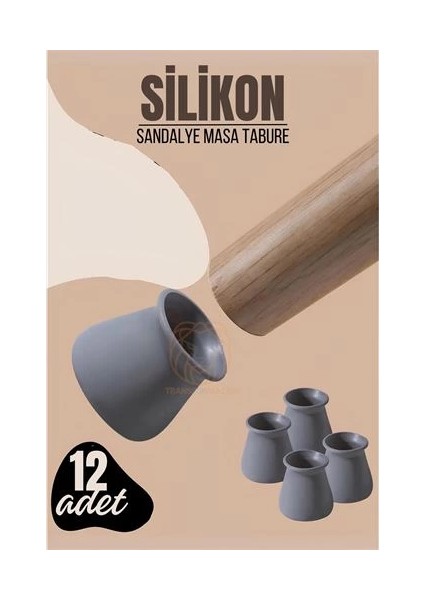 Bfs Masa ve Sandalye Ayak Koruyucu Silikon Zemin Koruyucu Gri 12 Adet