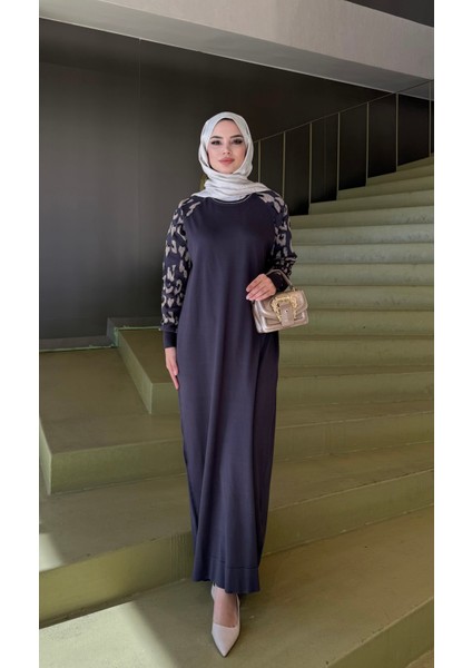Leopar Desenli Merserize Elbise