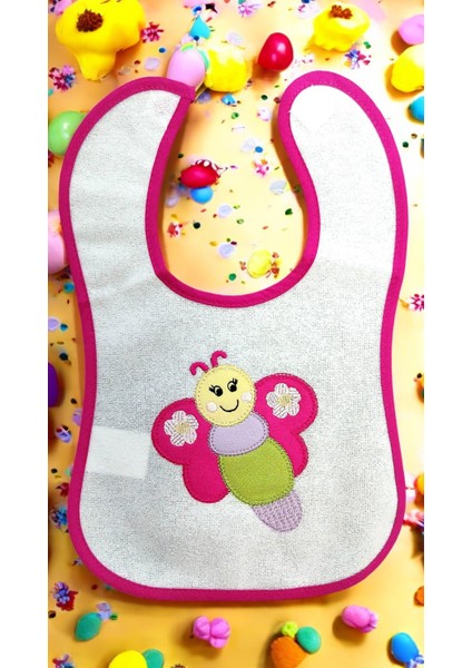 0-12 Ay Bebek Önlükleri Renkli Sevimli Karakter Kabartmalı Cırt Cırt Bağlamalı