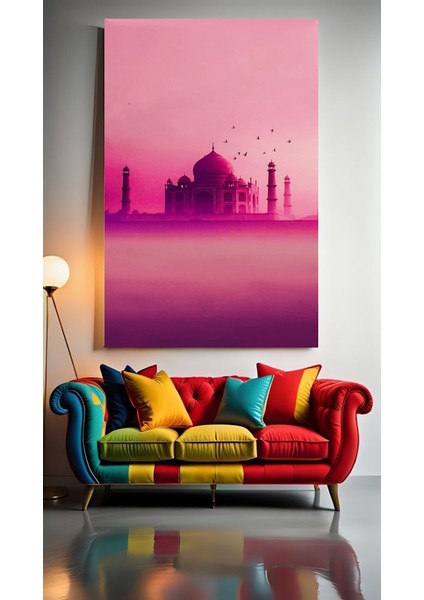 Pembe Tonlarda Camii Fotoğrafı V1 Ev Duvar Salon Güzellik Salonu Ofis Dükkan Dekarasyon Kanvas Tablo