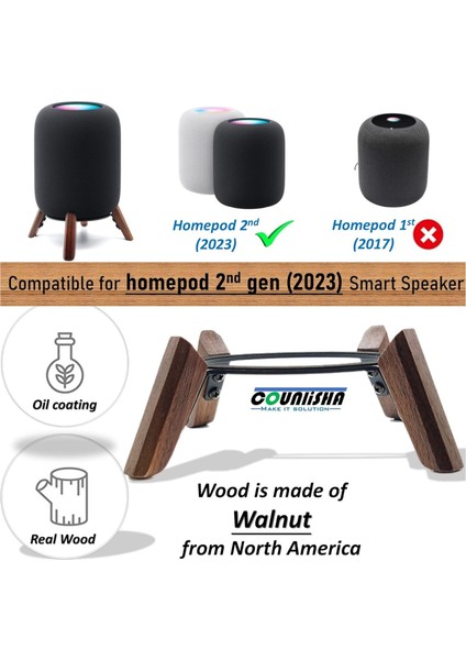 Homepod 2.nesil Ahşap Stand Metal-Ceviz fiyatları
