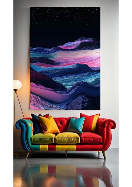 Renkli Dağlar V1 Ev Duvar Salon Güzellik Salonu Ofis Dükkan Dekarasyon Kanvas Tablo