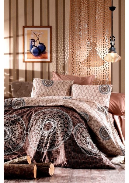 Dimas Çift Kişilik Nevresim Takımı Kahverengi