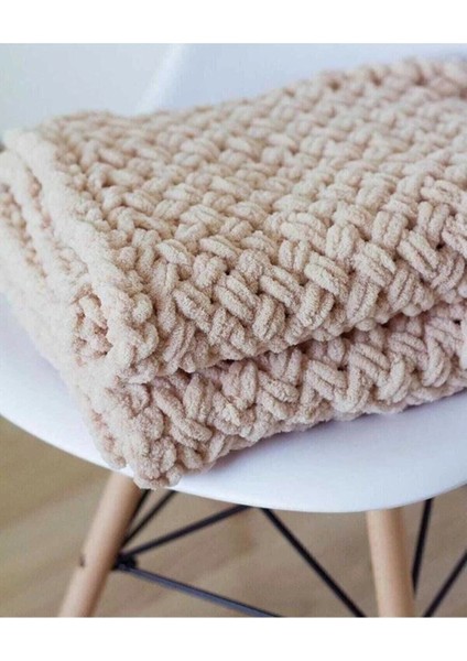 Puffy Desenli Battaniye Tek Kişilik Bej Renk Yumuşak Polyester 1000 gr