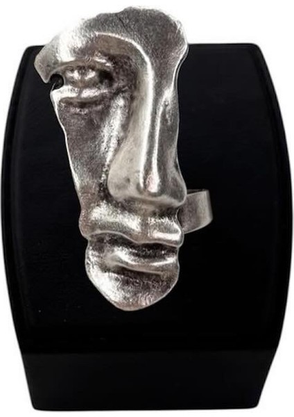 Gümüş Kaplamalı, Ayarlanabilir, Uniseks, Yüzük ( Yüz Yüzük, Motorcu Yüzük, Antik Gümüş Yüzük )