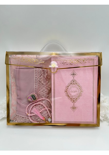 5 Parça 16X24 Kuran-I Kerimli Hediyelik Kutulu Gelin Damat Bohça Seti ( Umre Hac Hediyesi )