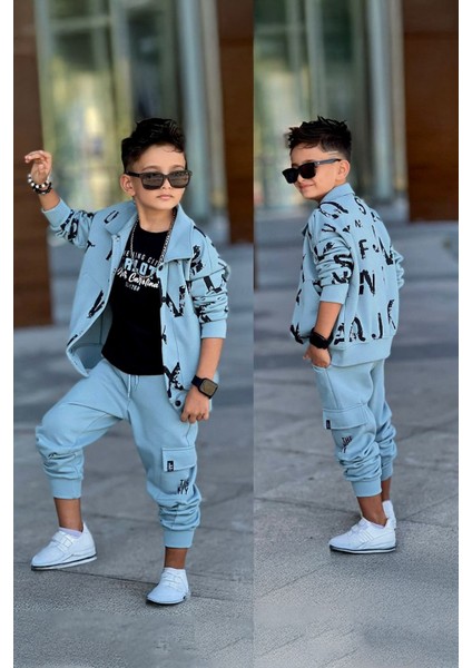 The King Ceketli Erkek Çocuk 3 lü takım - Indigo