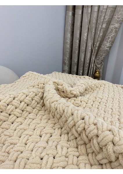 Tek Kişilik El Örgü Battaniye Desenli Polyester 1000 gr Köpük Renk fiyatları