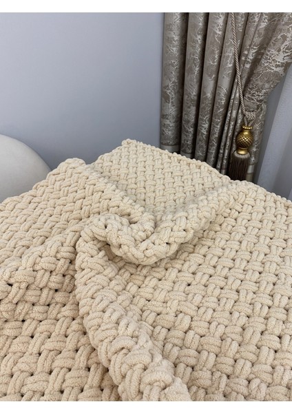 Tek Kişilik El Örgü Battaniye Desenli Polyester 1000 gr Köpük Renk modelleri