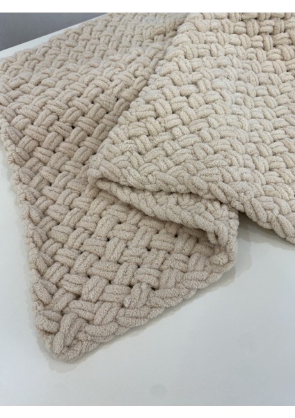 Tek Kişilik El Örgü Battaniye Desenli Polyester 1000 gr Köpük Renk fırsatları