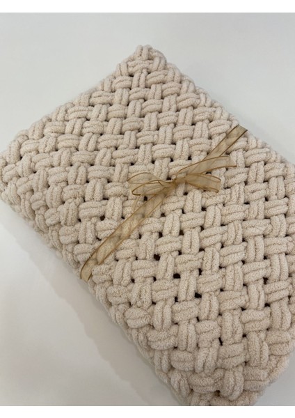 Tek Kişilik El Örgü Battaniye Desenli Polyester 1000 gr Köpük Renk indirimleri