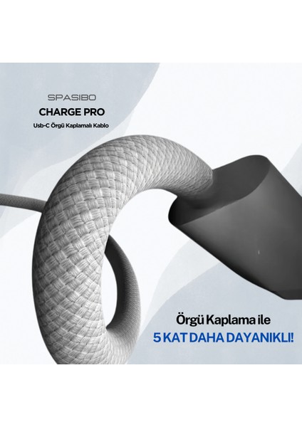 Charge Pro Type-C Örgü Kaplamalı Kablo modelleri