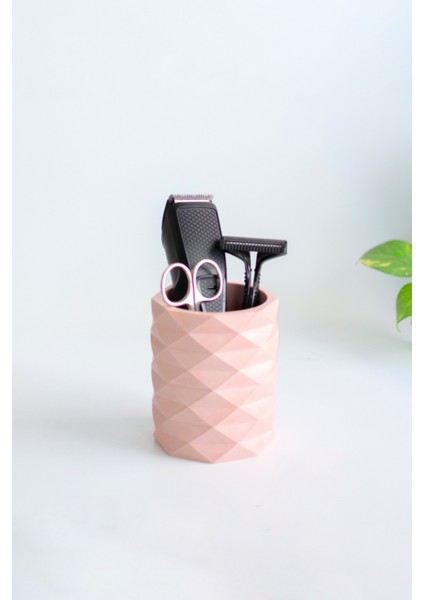 Dekoratif Geometrik Kalemlik | Modern Beton Organizer Vazo Saksı Diş Fırçalık Ofis Düzenleyici fiyatları