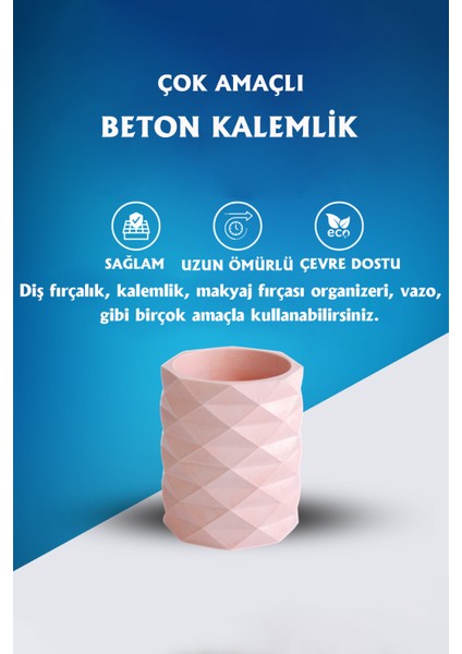 Dekoratif Geometrik Kalemlik | Modern Beton Organizer Vazo Saksı Diş Fırçalık Ofis Düzenleyici indirimleri
