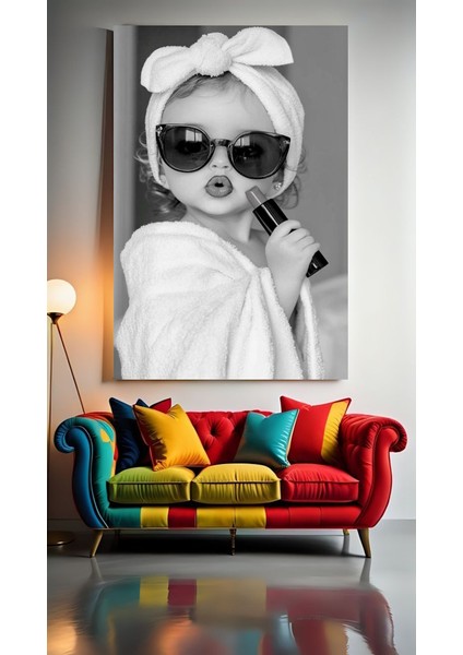 Süslü Kız Çocuğu Ev Duvar Salon Güzellik Salonu Ofis Dükkan Dekarasyon Kanvas Tablo