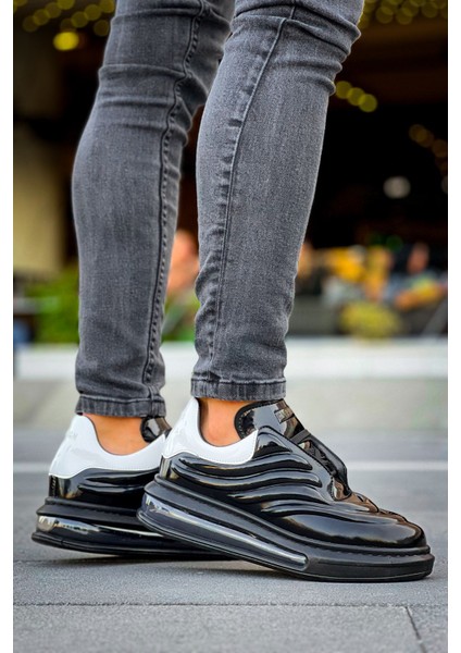 Sollıevo Rx Şeffaf Taban Bağcıklı Erkek Sneaker Siyah Beyaz