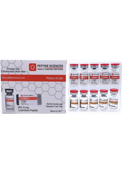 Ghrp-6 10 Mg 5 Vial + 5 Bakteriostatik Su