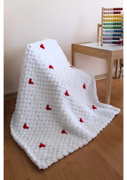 Sevgililer Gününe Özel Puffy Tek Kişilik Beyaz Battaniye