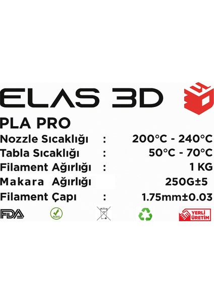 Pla Pro Filament 1.75MM 5 kg Avantajlı Paket modelleri